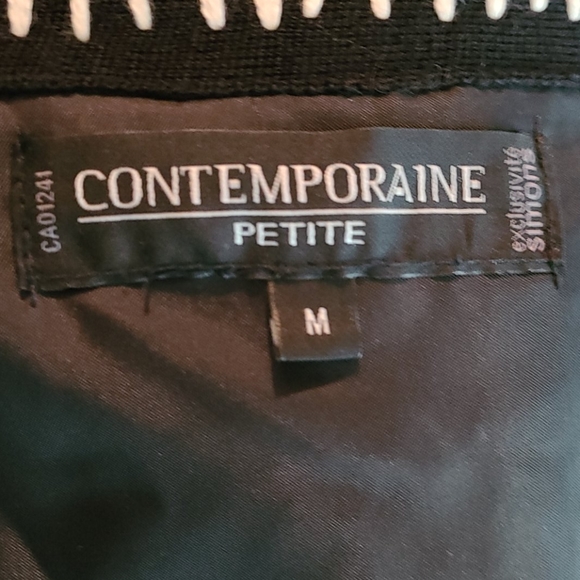 CONTEMPORAINE Petite Blazer Jacket Black White Wool Size Medium - Picture 7 of 8